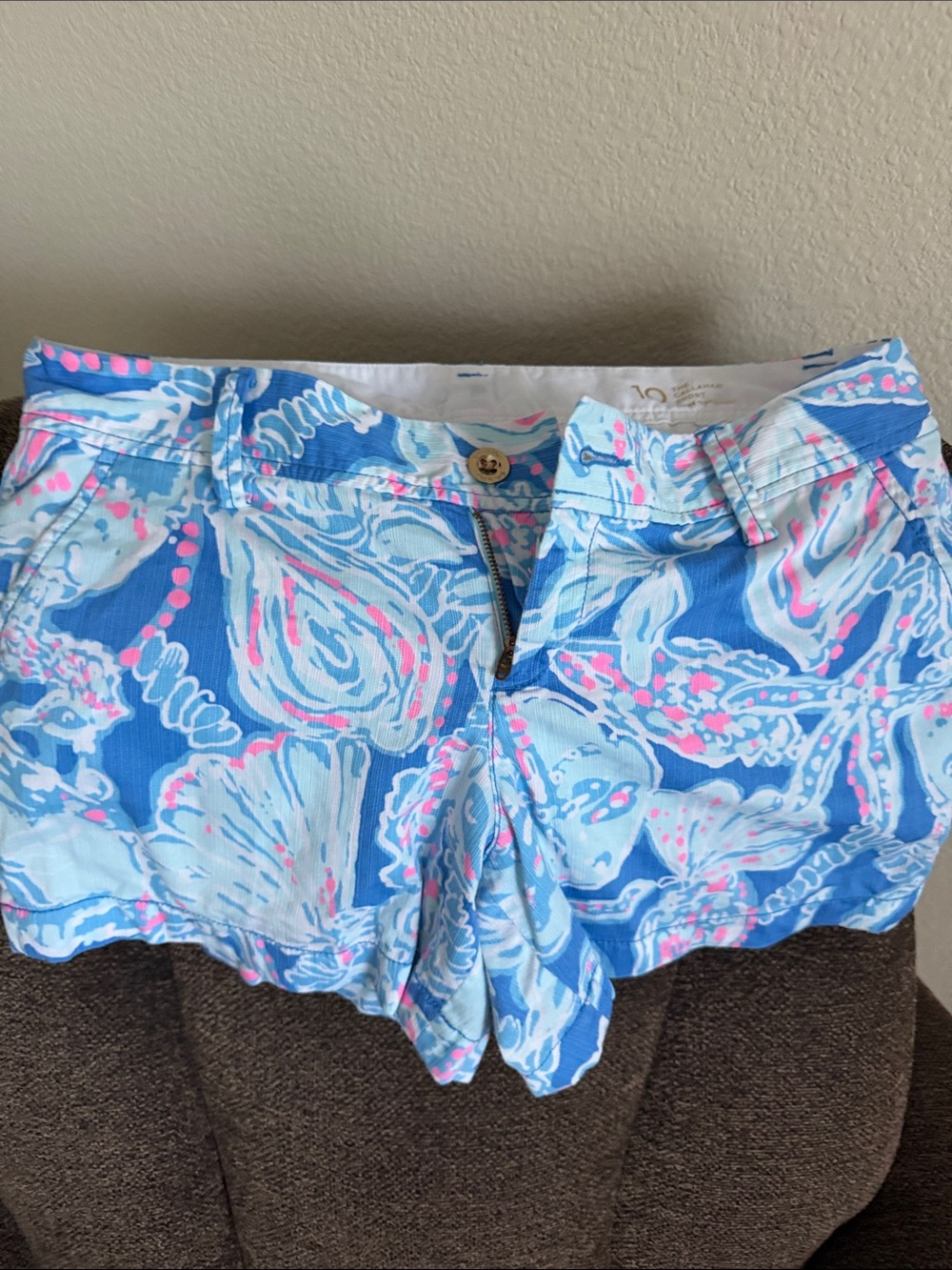 Lilly Pulitzer Blue and Pink Printed High-Waist Shorts